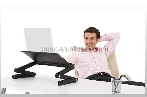 OMAX Adjustable laptop cooling desk with cooling fan standing, laptop swivel table