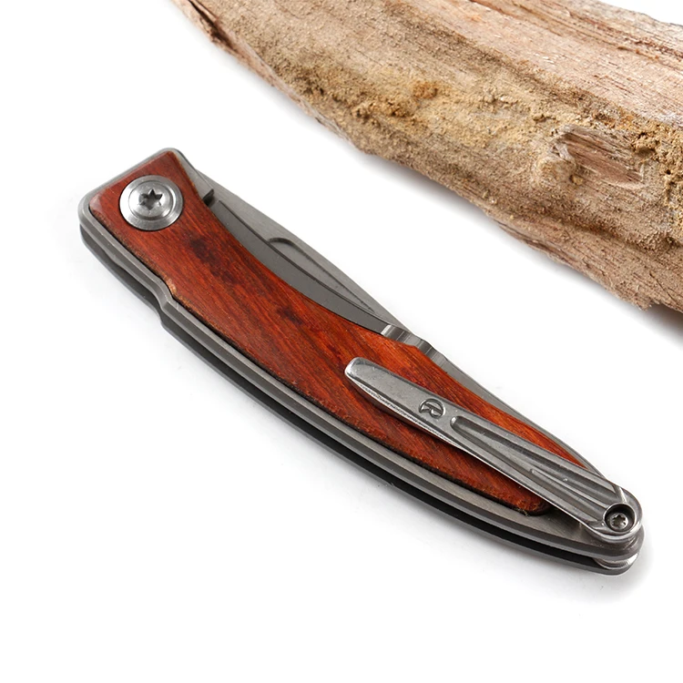 
7CR13MOV stainless steel small folding pocket knife knife china EDC gift knife with wooden handle 