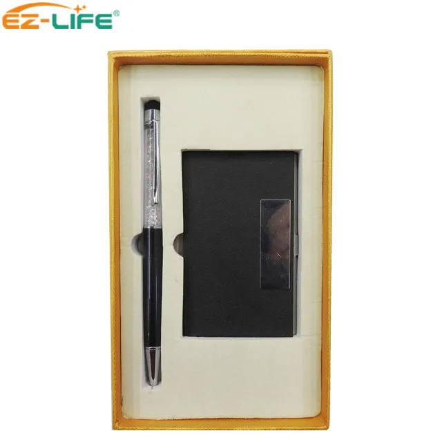 Popular romantic gifts items Fashional Stationery And Office Supplies Card Holder Custom Crystal Pen with wallet for women