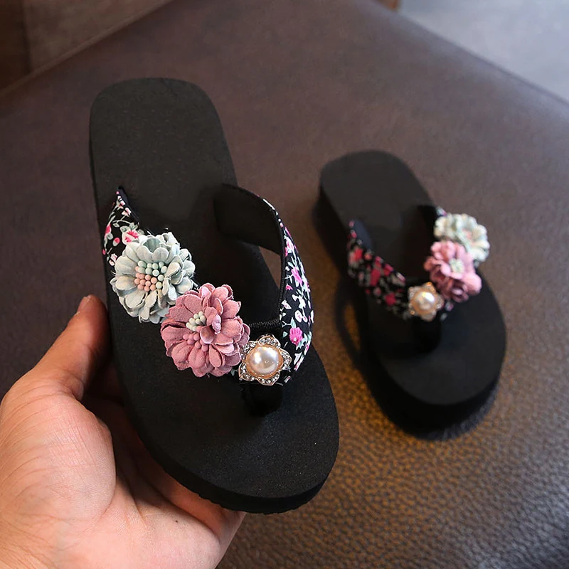 
Eva Pearl Flower Flip-flops Kid Summer Slippers 