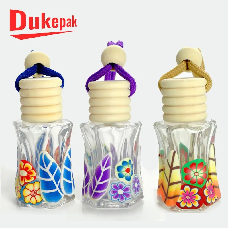 
Small diameter empty hexagonal handmade glass car perfume diffuser bottle 