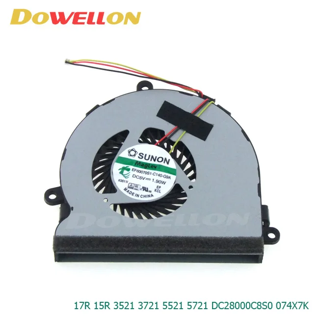 Ноутбук процессора вентилятор охлаждения 5V 0.38A для Dell Inspiron 17R 15R 3521 3721 5521 5721 DC28000C8S0 074X7K