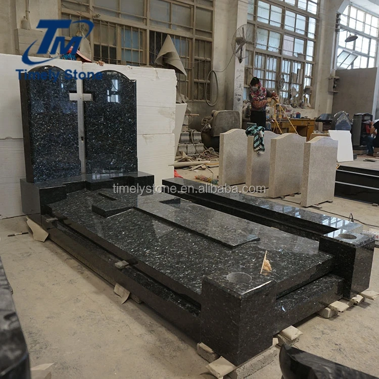
Customized headstone granite slab ledger gravestone with column 