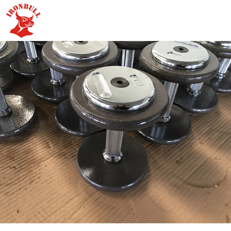 
Gray hammertone dumbbell with chrome end cap 