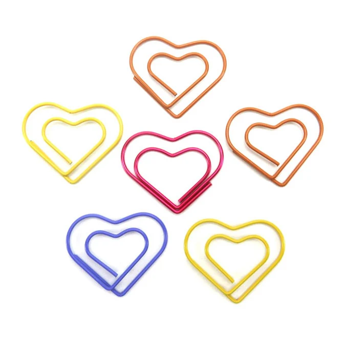 Промо-акция, разноцветный зажим для бумаги в форме сердца с пластиковой коробкой, зажим для бумаги в форме сердца