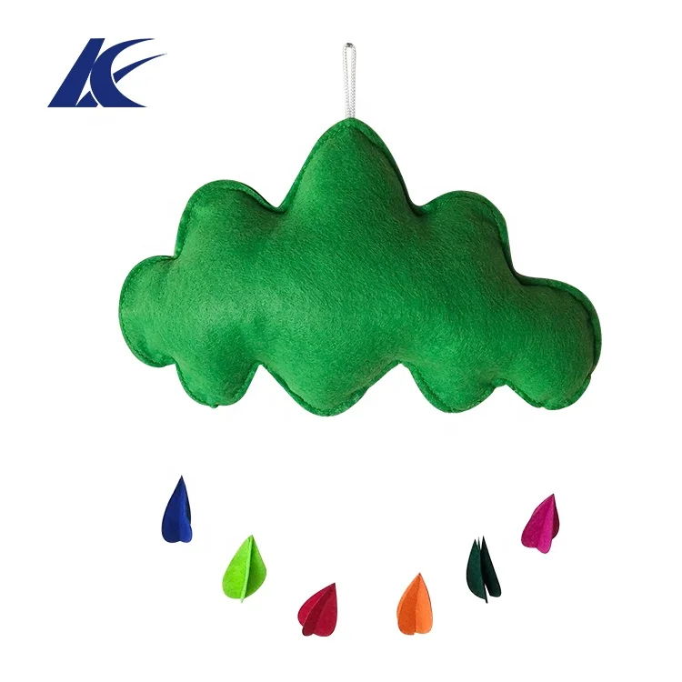 
Custom Cute Cloud Raindrops Shape Pendant Baby Mobiles Felt Cloud Ornament 