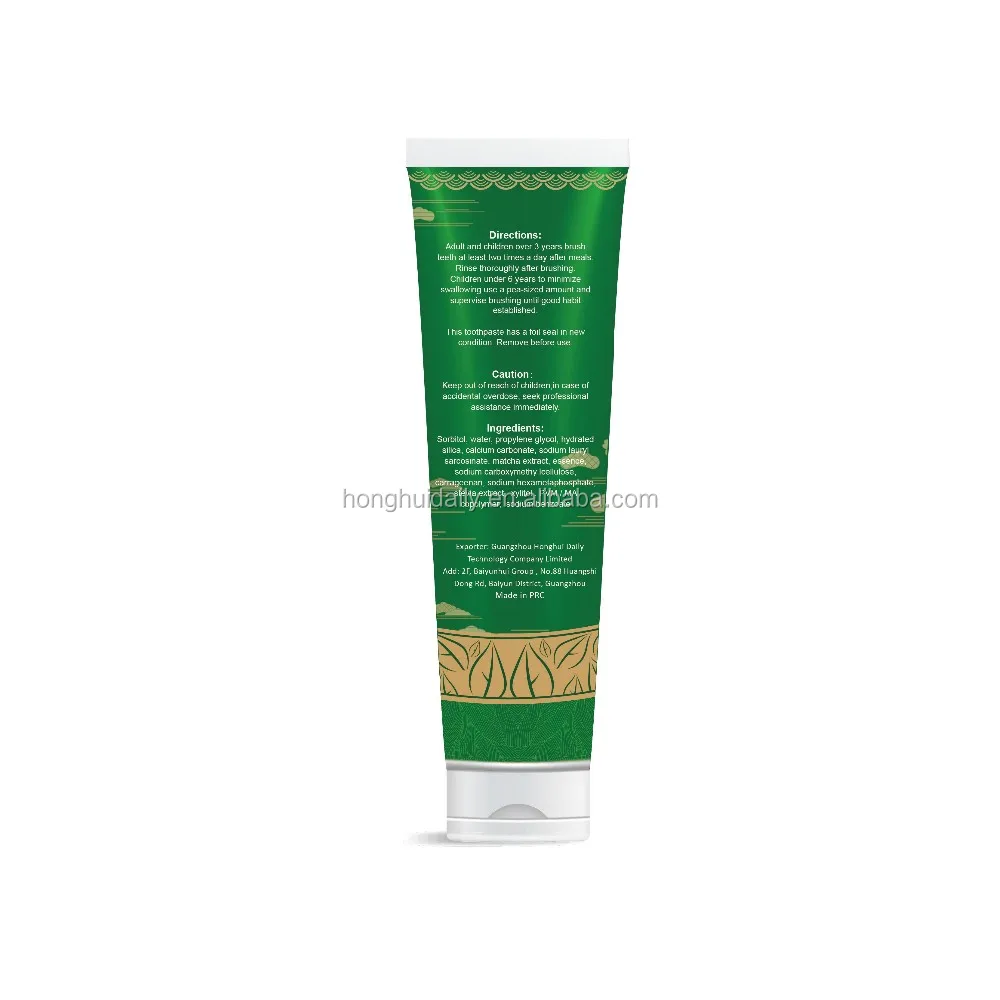 OEM Natural Fresh Breath Remove Stains Teeth Whitening Matcha Toothpaste 100g