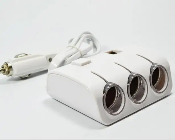 Высокое качество тройной подключенному к автомобильному прикуривателю и гнездо сплиттер с портом USB/3 Way прикуривателя универсальное зарядное устройство USB