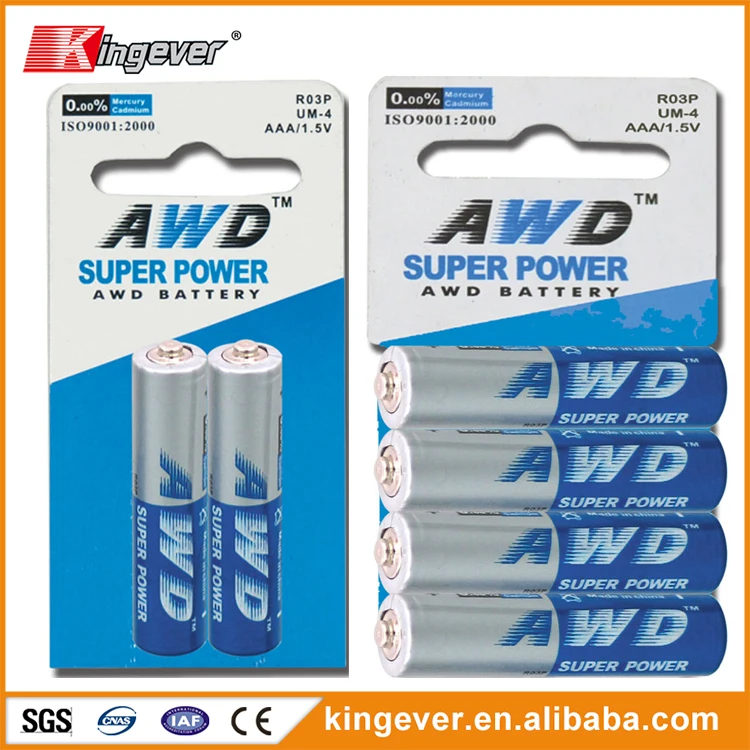 China manufacture Tianbao Brand r03p aaa 1.5v zinc carbon battery