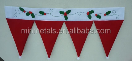 
santa hat window valance , christmas curtain for christmas decoration 