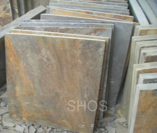 
rusty color natural split face slate patio floor tiles 
