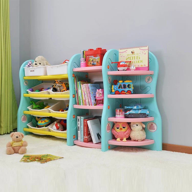 Customized  Plastic  Kids Bookshelf for kindergarten Detachable Movable