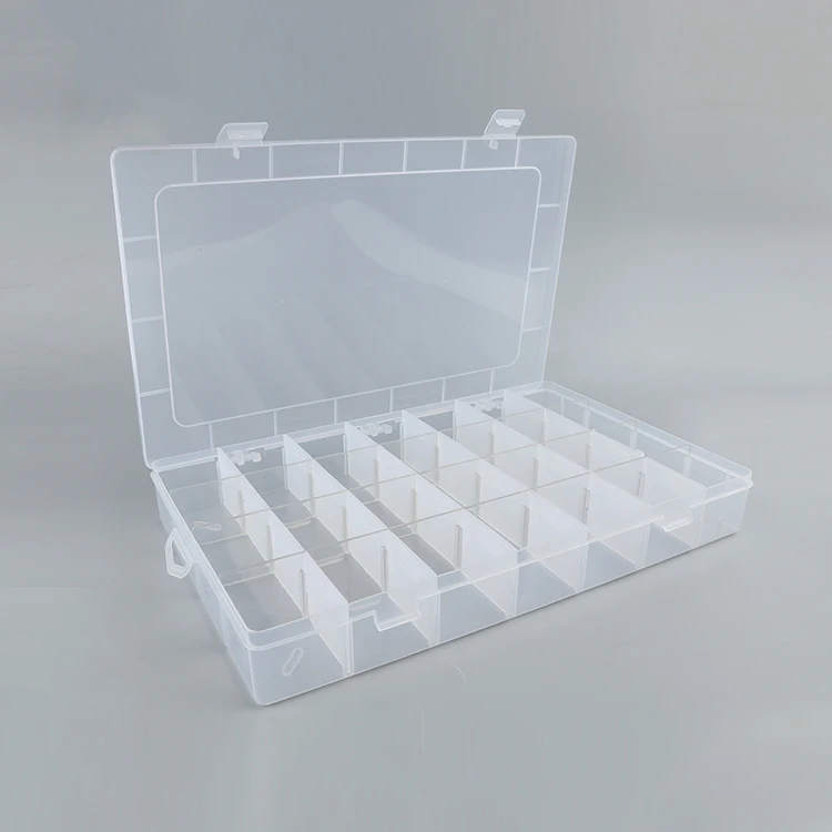 Профессиональная Прозрачная Съемная пластиковая коробка с 28 вставками в сетку для хранения ювелирных изделий и аксессуаров