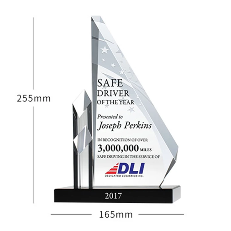 Sublimation Glass Trophy K9 Souvenir Gift Engraved Crystal Award