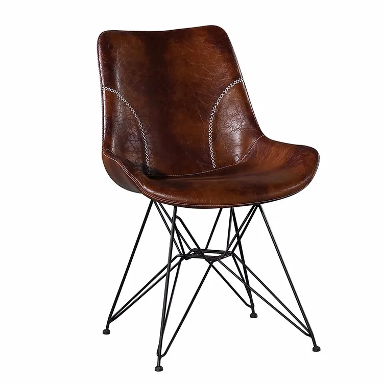 
New design leather cross legs luxury leather solid rod legs dining table chair used for home and hotel 