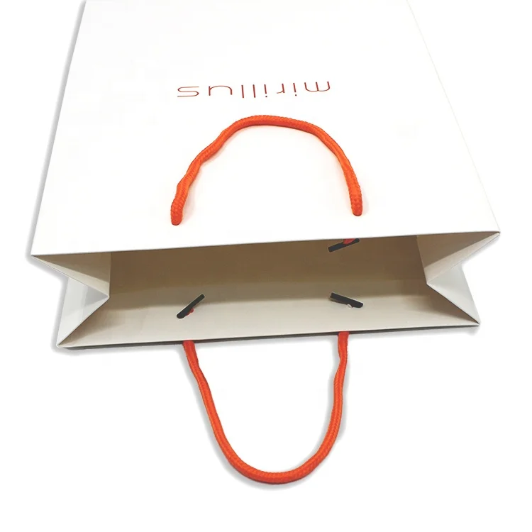
Cotton/twisted/nylon handle white gift paper bag high quality shopping bag 