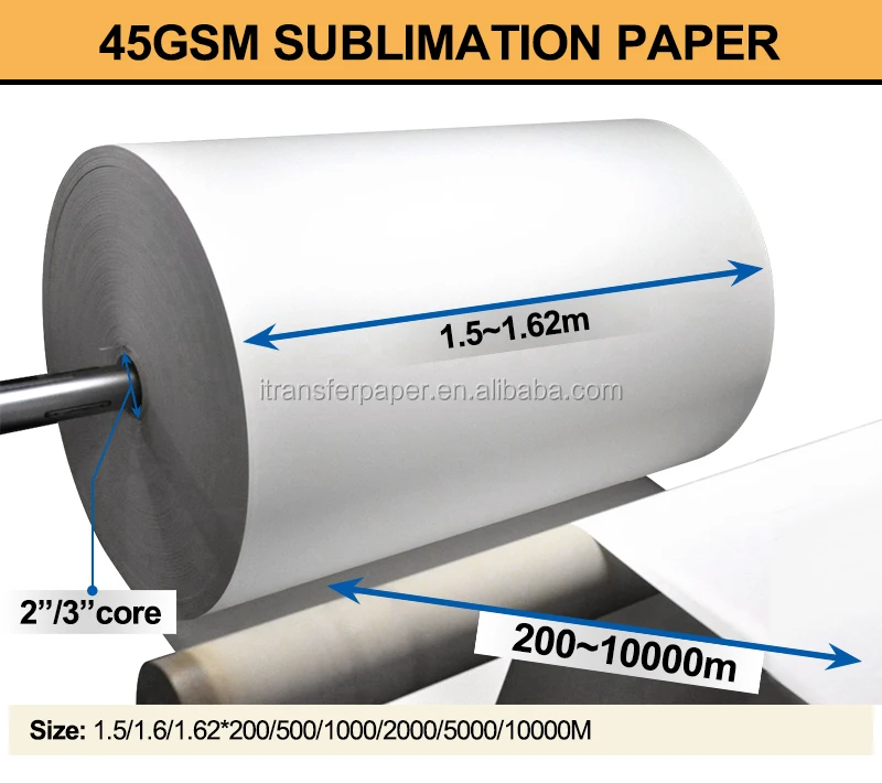 45gsm/60gsm Высокая Скорость и Быстро Сохнут Размер Рулона Сублимации, Бумага для Текстильной/Модной Одежды