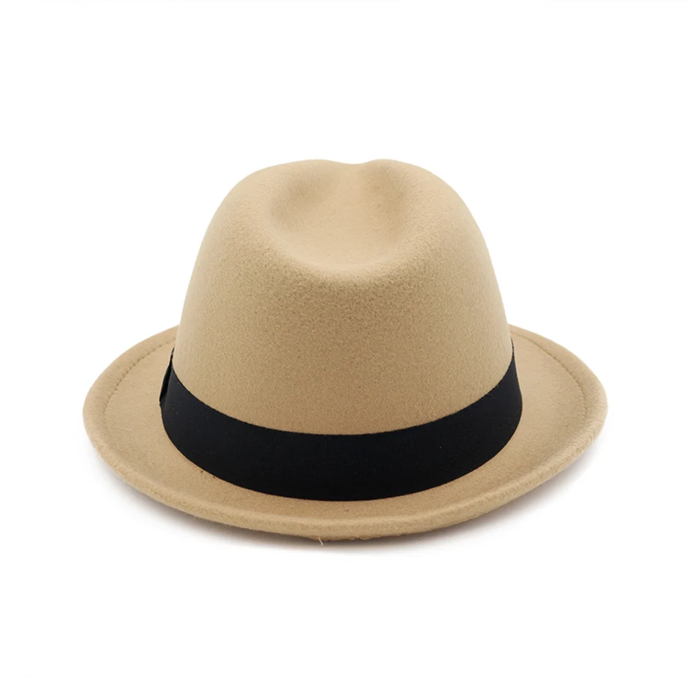 Cheap Fedora Classic Jazz hat With Black Ribbon stingy brim fedora hats