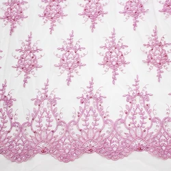 african embroidered textile beaded 3d floral gold stretch wedding dress mesh big french lace fabric with rhinestone