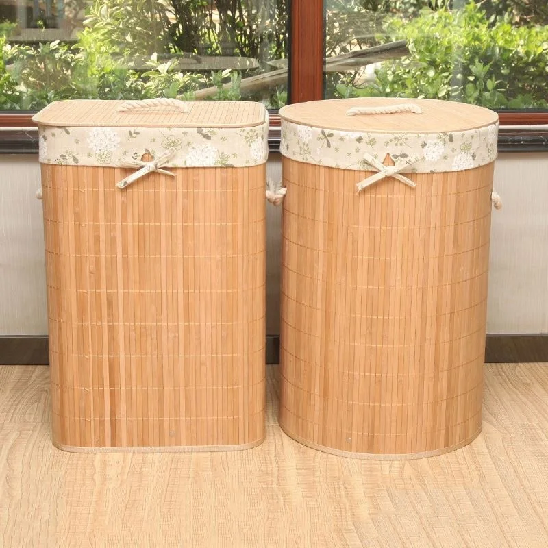 Foldable  Weave Bamboo Laundry Hamper Basket