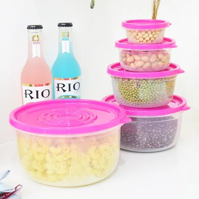 5 PCS Kitchen Refrigerator Organization Microwavable Plastic Food Storage Container Set