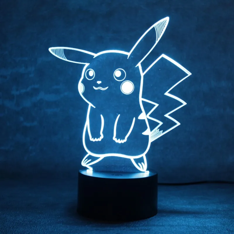 Pokemon Toys EEVEE CHARMANDER SQUIRTLE PIKACHU 3d illusion lamp Color Change