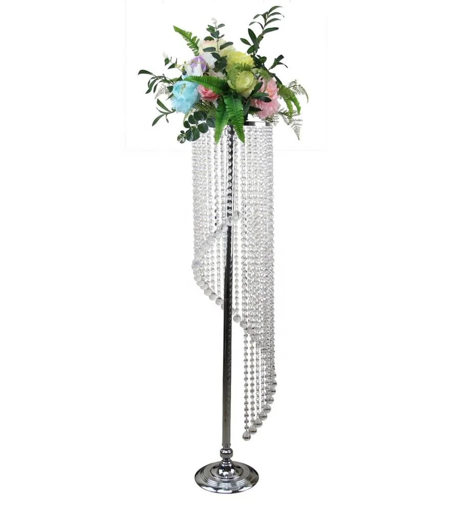 
Wedding decoration crystal Tall Silver Flower Stand Wedding Lead Road Crystal chandelier centerpieces for wedding table 