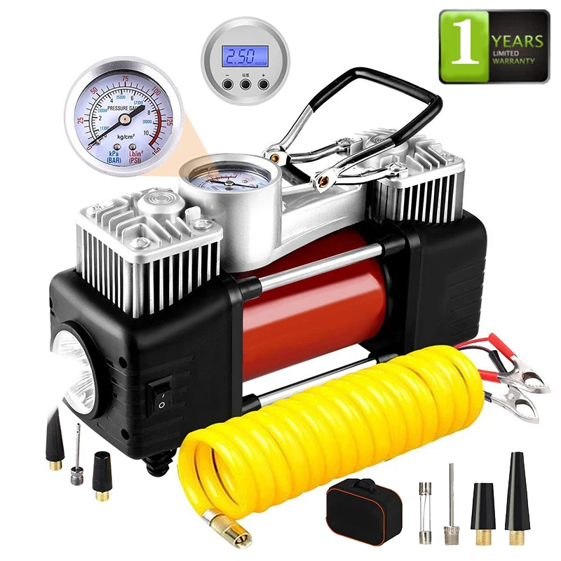 Portable Air Compressor Pump 150 PSI, 12V 140W Auto Digital Car Tire Inflator Gauge