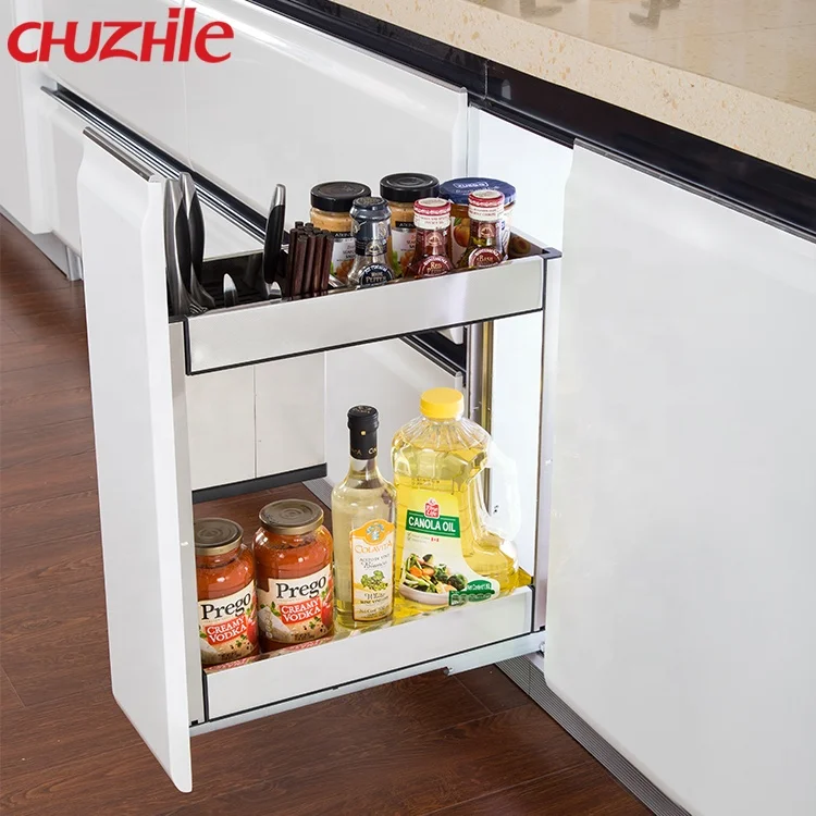 2 Tiers Wire Kitchen Cabinet Sliding Basket