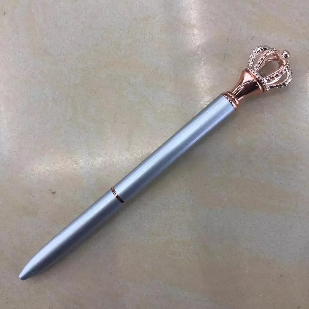 Top Luxury Office & School Diamond Metallic Crown Ballpoint Pen For Gift