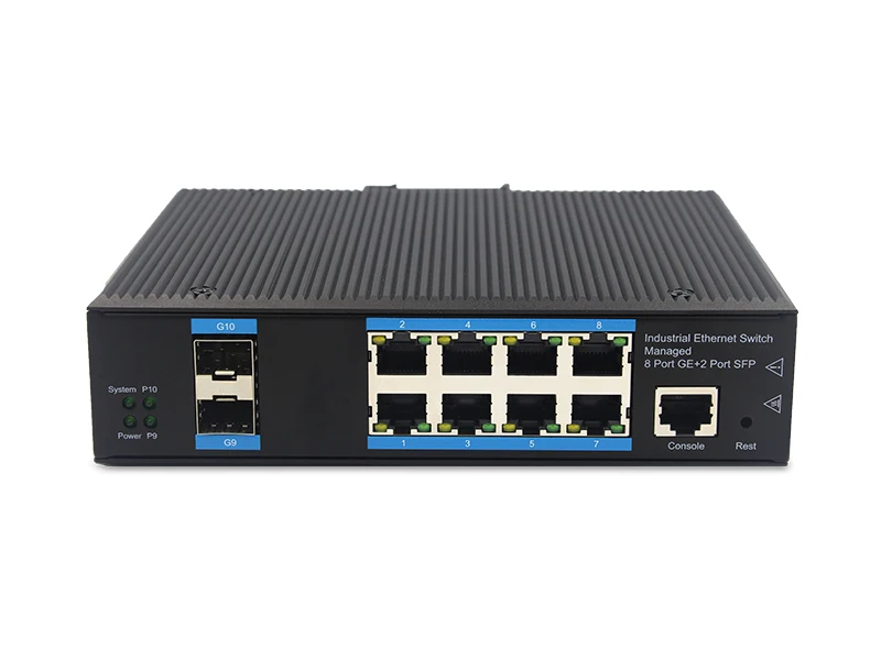 10/100/1000Base-T managed industrial 8 port POE Network Industrial Switch with 2SFP