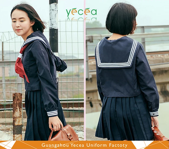 latest High quality Japanese Pure Sexy Beauty Middle High school black uniform for girls wholesale sweater Sailor suit