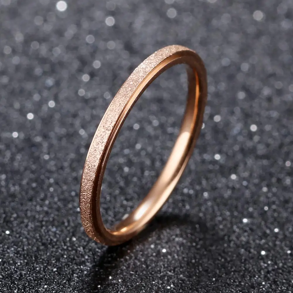 Popular Titanium Steel Matte Rose Gold Tail Fine Frosted Pressed Sand Finger Ring