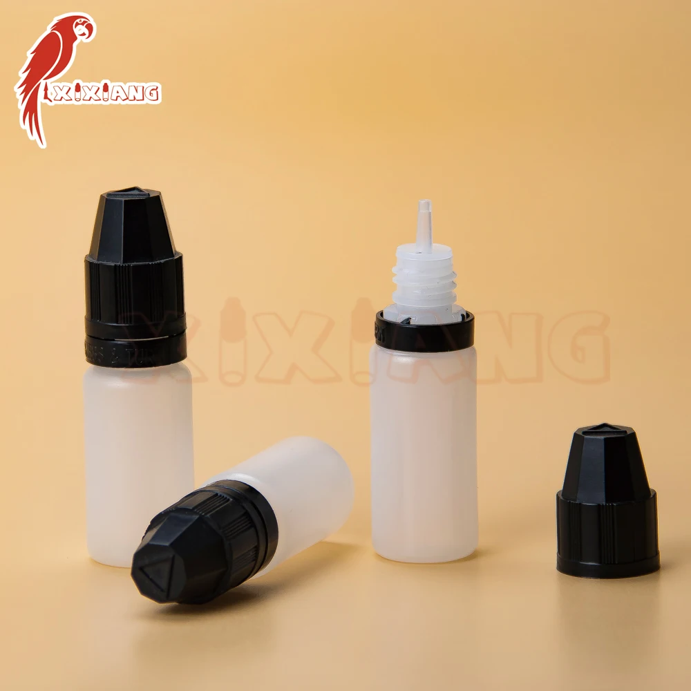 Tpd 10 мл натуральная полиэтиленовая бутылка с черным колпачком для доказательств взлома и тонким наконечником длиной 9 мм для жидкости никотина