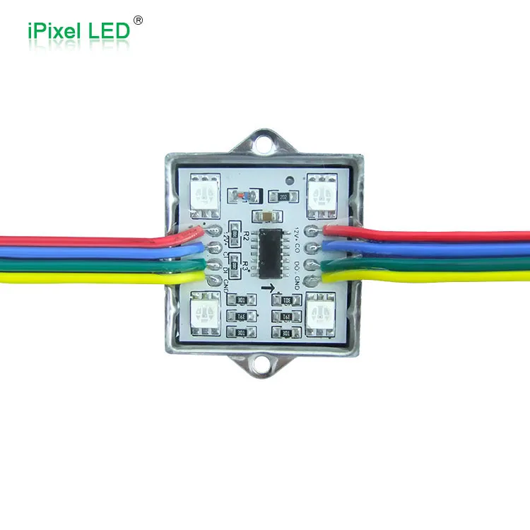 Multi color smart metal case pixel rgb led Square Module ws2801- 4LEDs