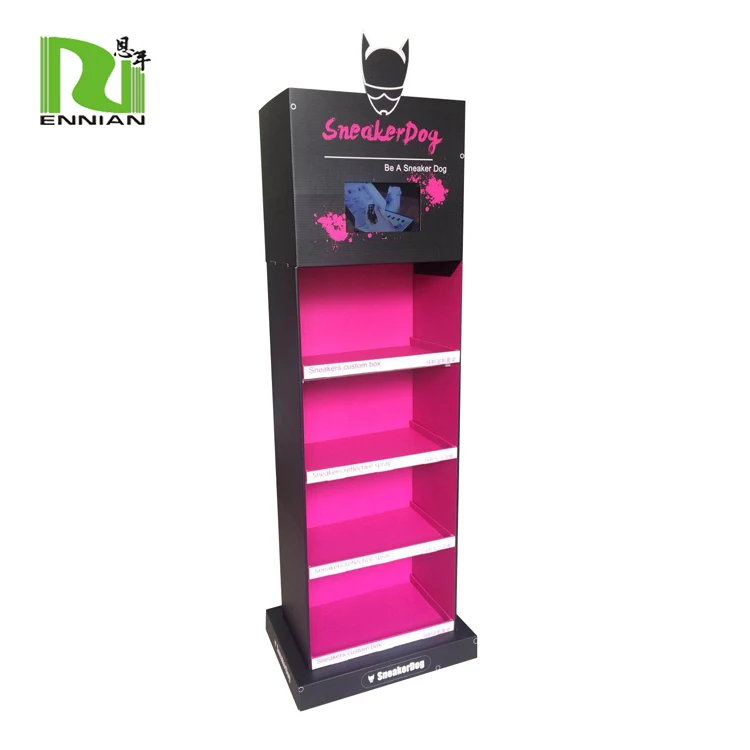 Поп-полка для супермаркета, картонный напольный дисплей с ЖК-экраном