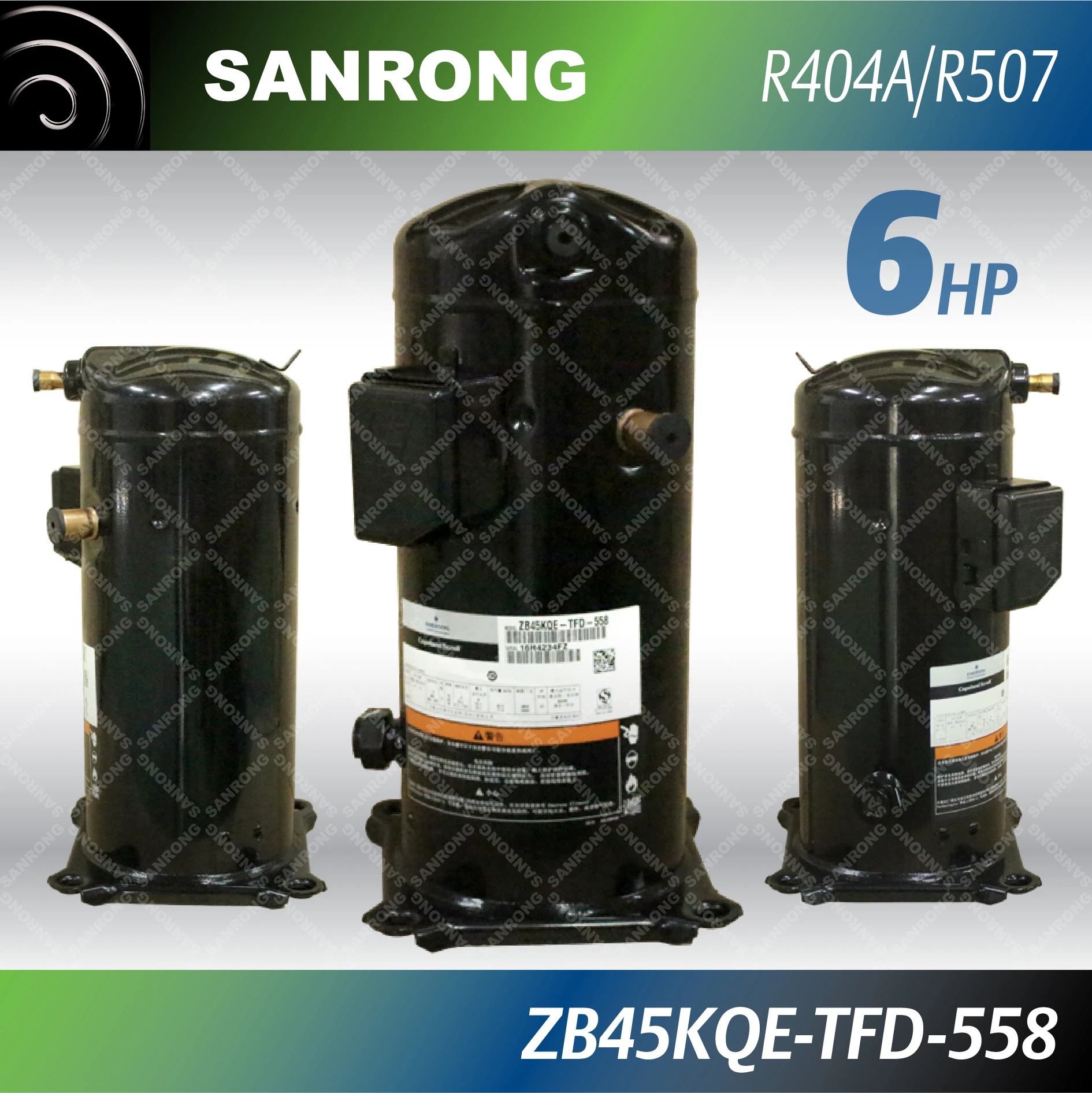 New R404A 6HP ZB45KQE-TFD-559 ZB45KQE-TFD-523 ZB Copeland Scroll Compressor for Condenser Unit
