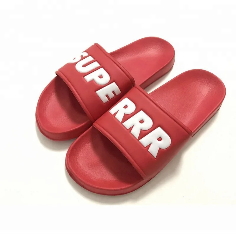 2018 classic pu slider slippers ,custom letter logo