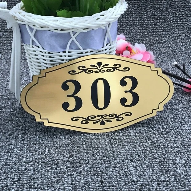 Luxury Laser Engraving Plastic ABS  hotel room door number sign