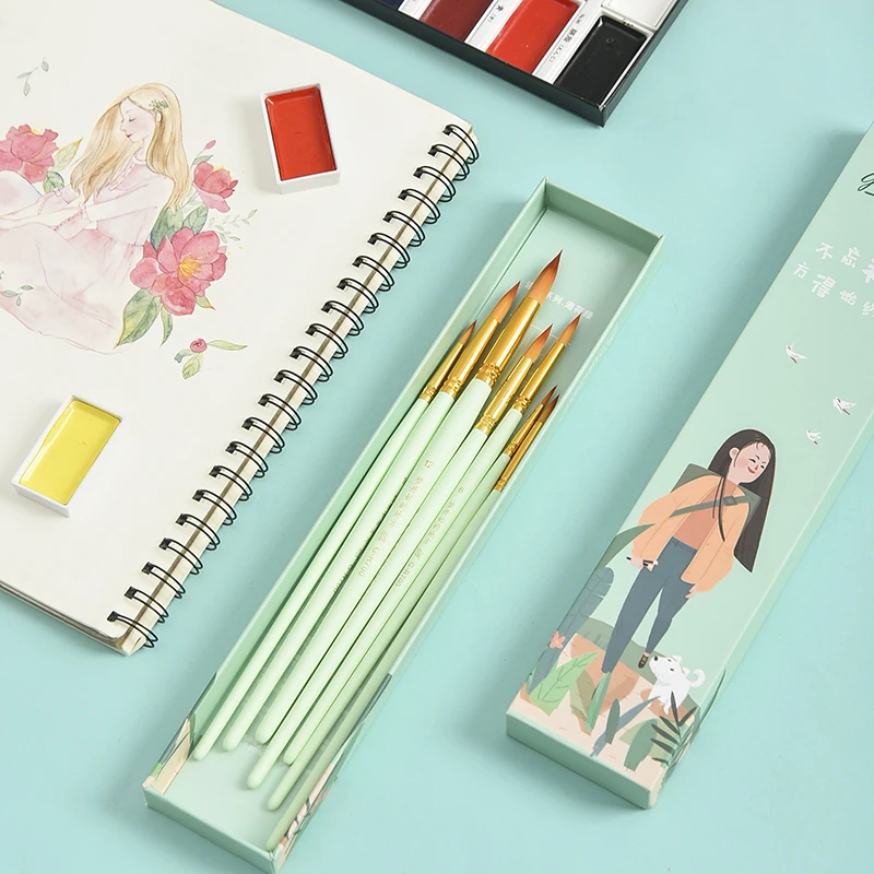 Giorgione 7 Pieces  Round Peak Nylon Wool Color Pens - Dream Chase Series (mint green)