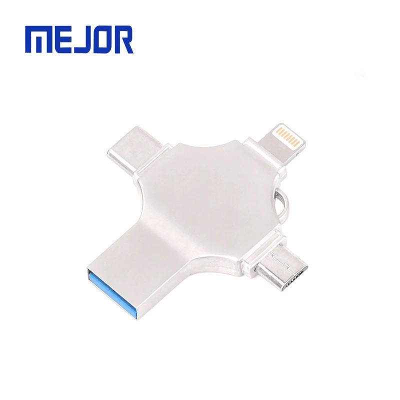 Cross shape 4 in 1 pen drive 64Gb Smart phone 3.0 IOS type-c memory stick 32g flash micro OTG USB