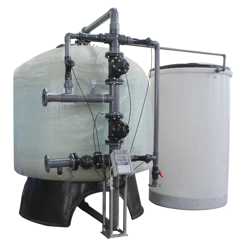 Drinking water plant 50m3/hr water softener system with pneumatic diaphragm valves and  FRP tank