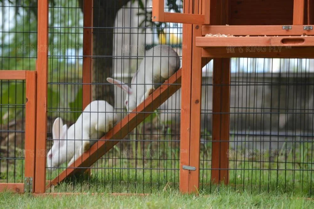 2 Tier classical  wooden rabbit hutch with asphalt felt roof