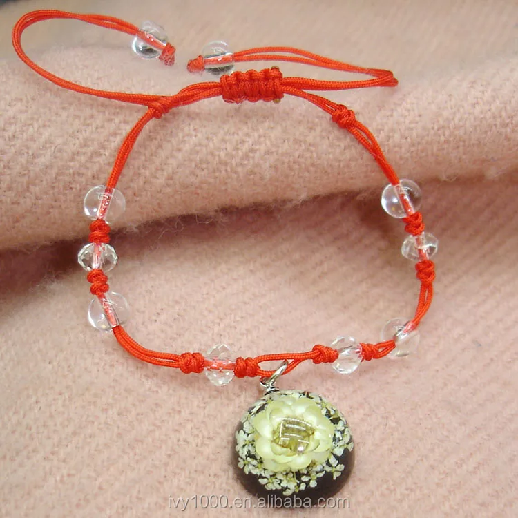 Hot sale dried flower resin beads cord bracelet souvenir