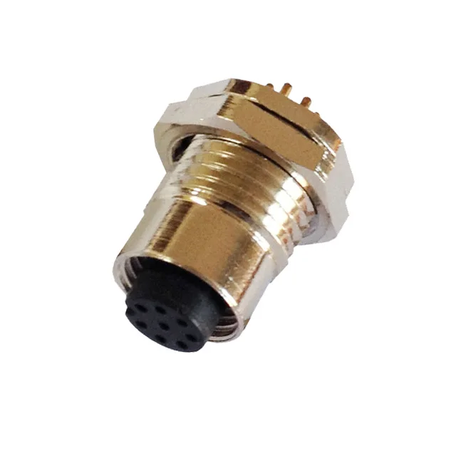 M12 8 Pin типа «папа» женский металлическая панель печатного монтажа датчик круговой разъем прямой IP67 под струей воды (водонепроницаемый пакет ибэст)