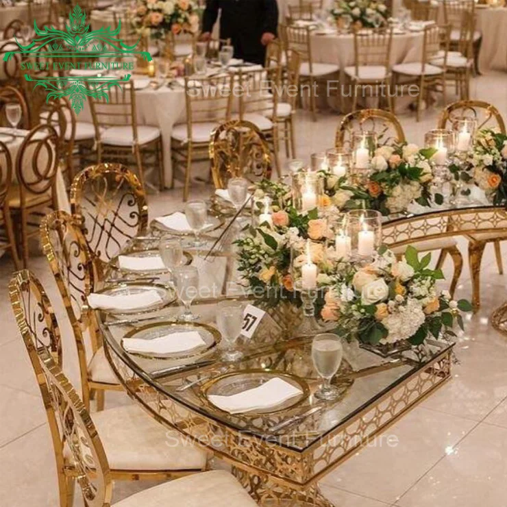 Royal high back  pu seat  gold metal stainless steel luxury chairs for event