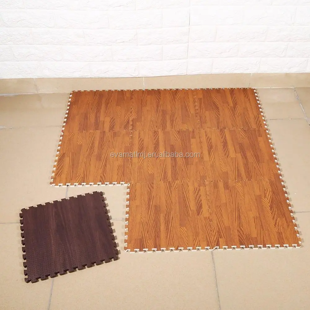 30x30cm Iaminated Wood Color Foam EVA Exercise Floor Mat Gym Kids Play Mats 9pcs