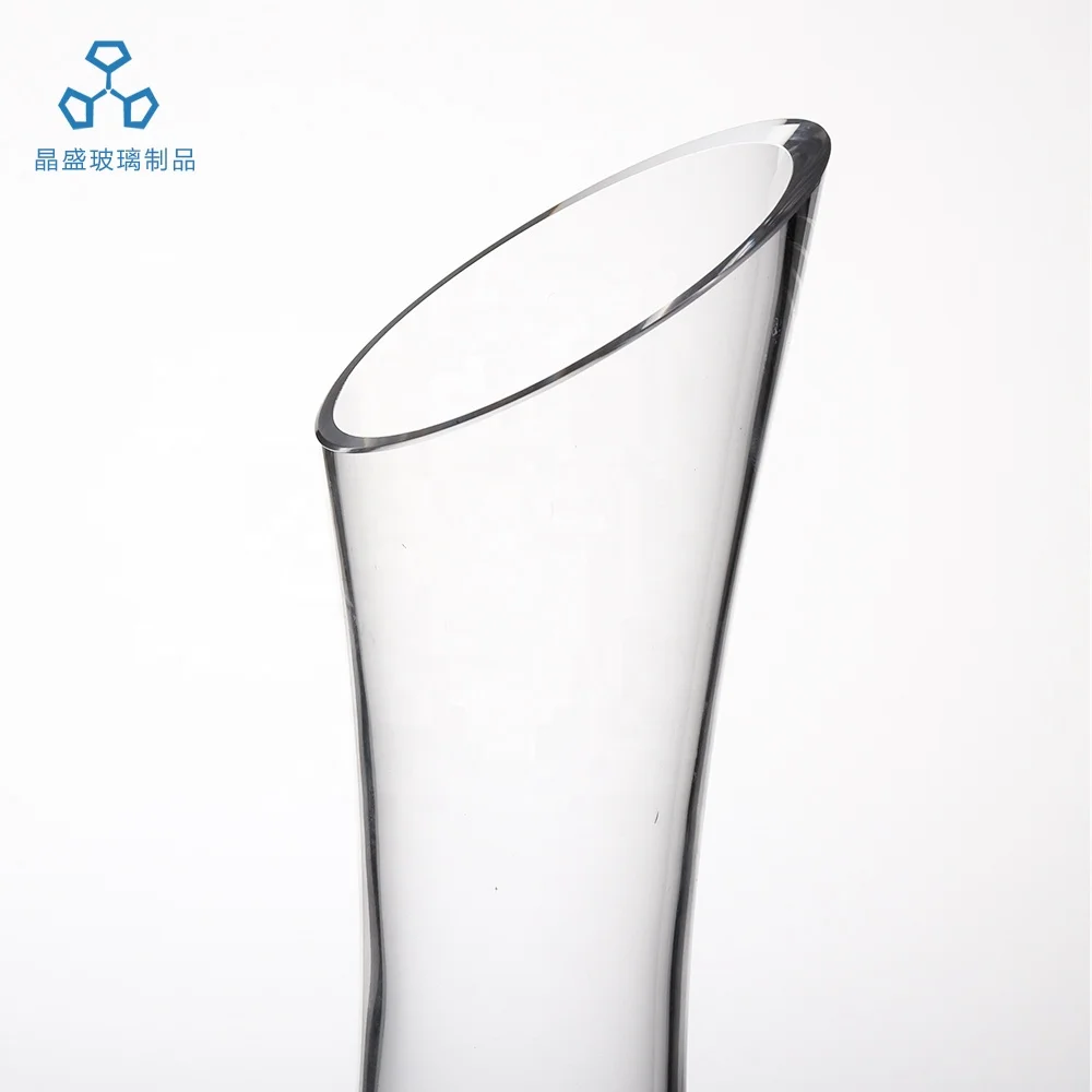 STOCK hotsale handmade Slant Rim 1800ml Crystal Glass Wine carafe Decanter