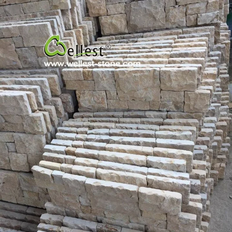 Tumble Beige Travertine Stacked Stone For Outside Wall Cladding