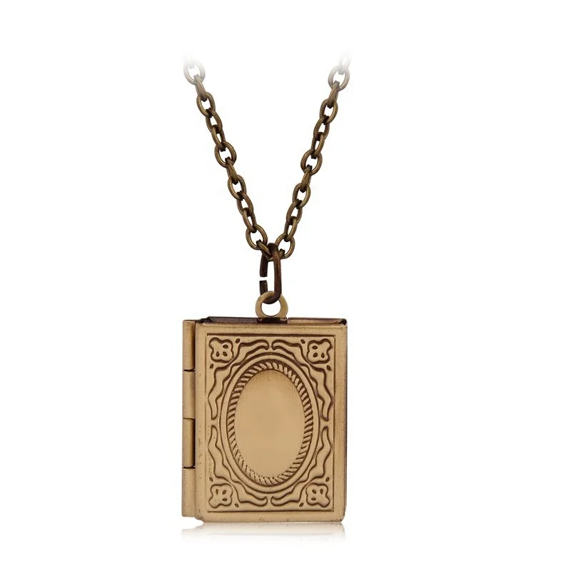 fashion floating chain pendant book locket necklace